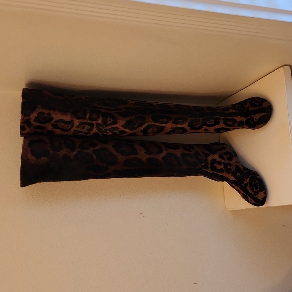 ♤ Giuseppe Zanotti Leopard Print Fur Boots - Picture 1 of 11